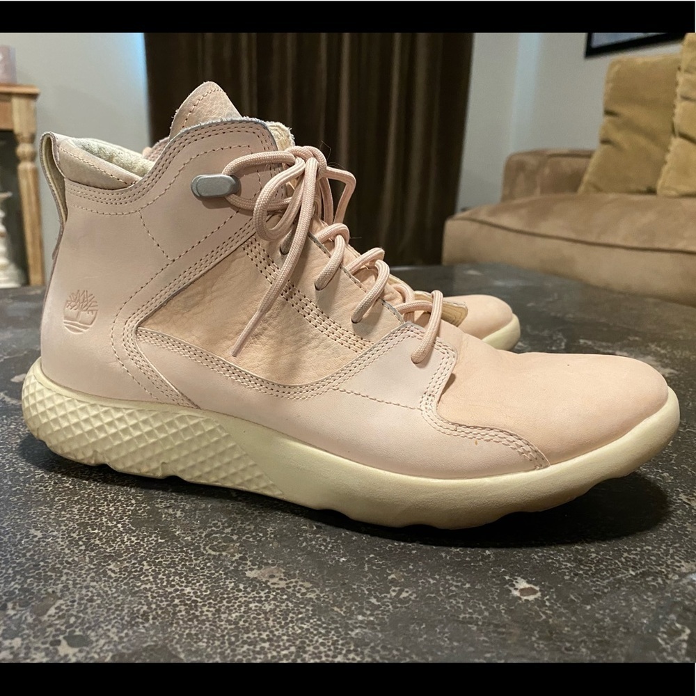 Timberland FlyRoam Leather Hiker Sneaker Boots Pink 8.5